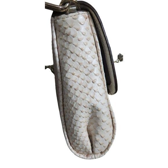 COACH Madison Cream Python Embossed Leather Turn Lock Chain Crossbody - Picture 4 of 11